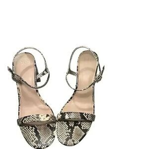 NIB Python Print BP Strappy Wide Block Heels 8.5 Vegan Leather